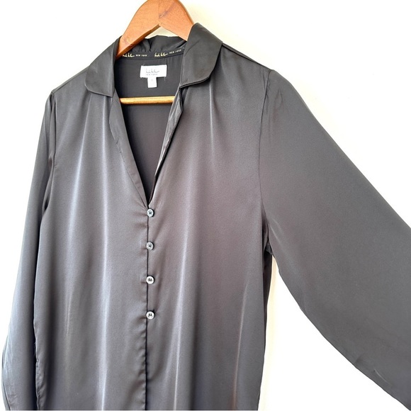 Nicole Miller New York button down shirt, long sleeves, satin fabric - Picture 6 of 14
